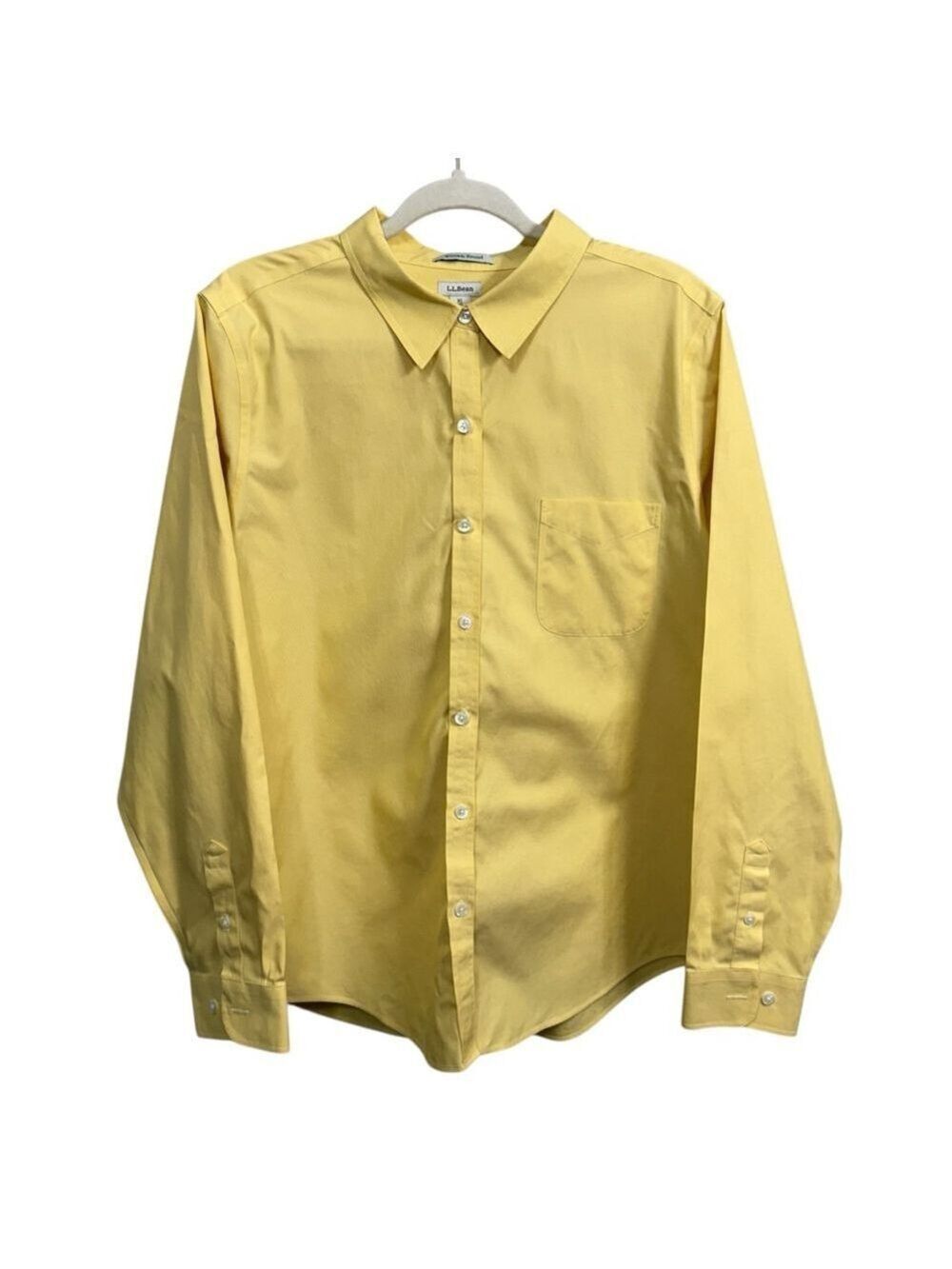 Men's L.L.Bean Yellow Wrinkle Resist Casual Button Down Shirt XL